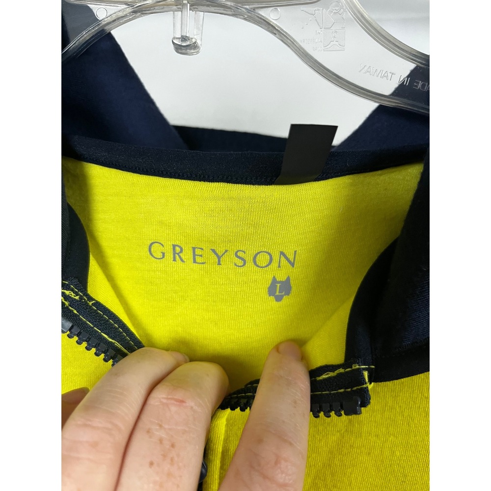 Greyson NWT Men's Pontiac Vest Radium Yellow Navy Trim Golf Full Zip- Large - Picture 3 of 9